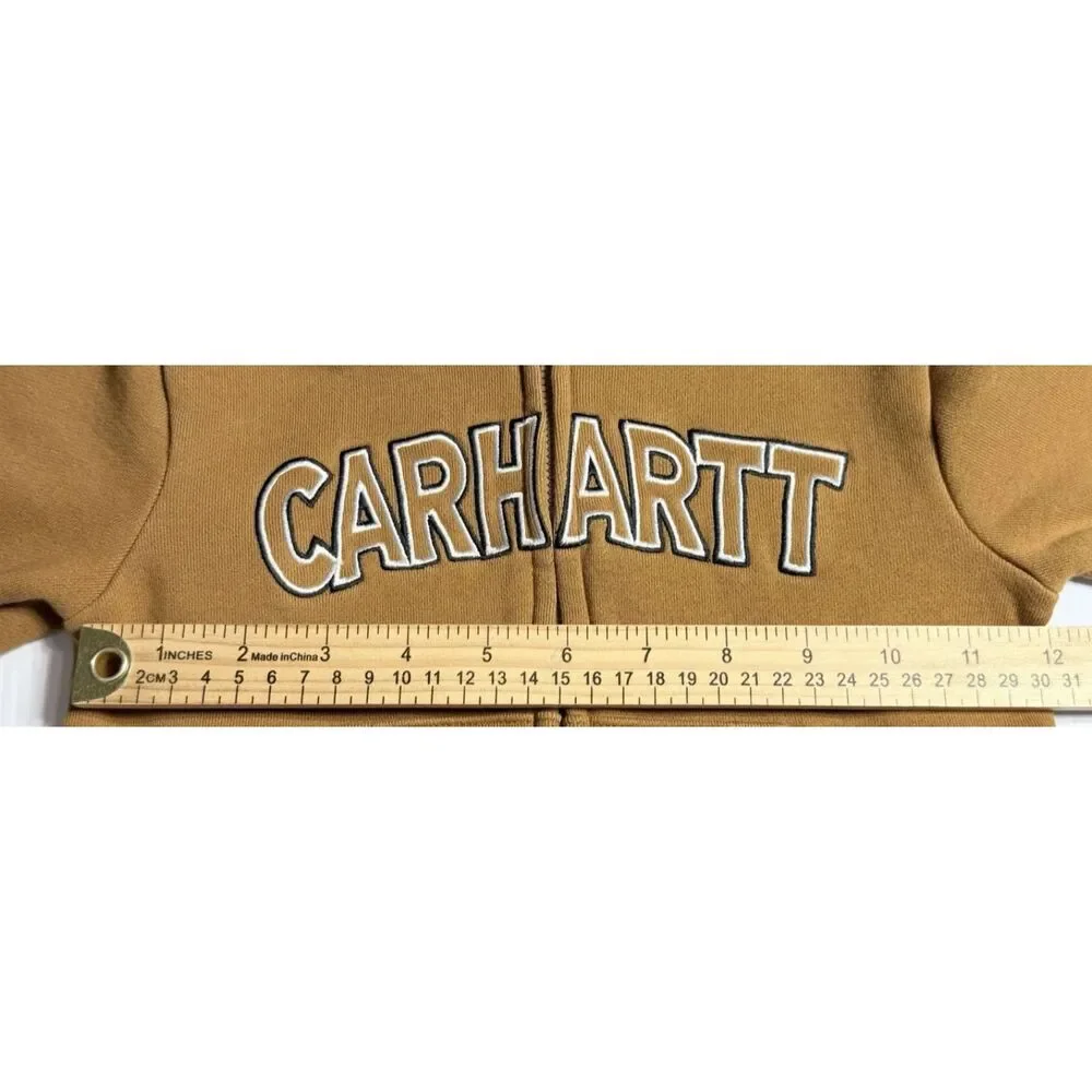 Carhartt Full Zip Hoodie Kid's 2T Sweatshirt Brown Embroidered Logo Pockets
